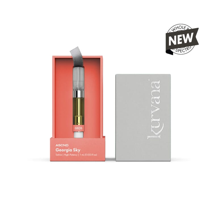An Image of Kurvana's ASCND collection Georgia Sky strain cartridge.